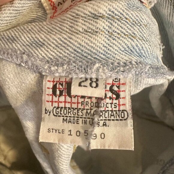 Vintage Guess Acid Washed Jean Skirt high waist 80s 90s sz 28 size 6 denim - Picture 5 of 5